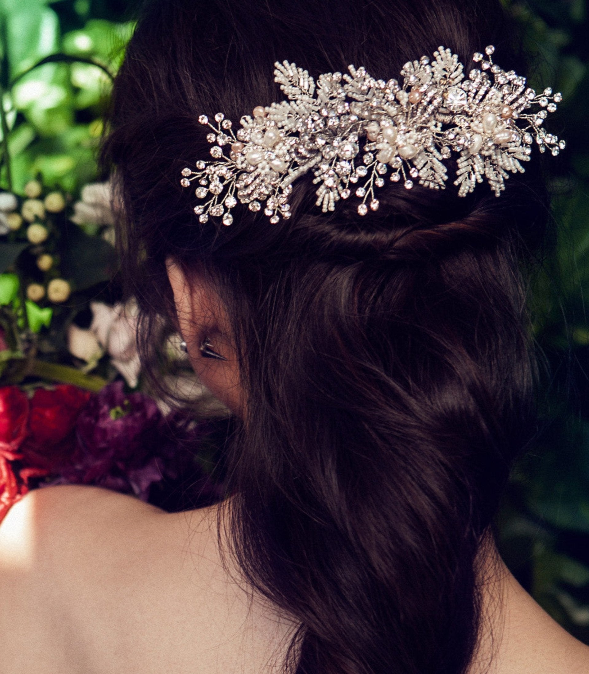 Ivy Headpiece - crystal silver bridal comb