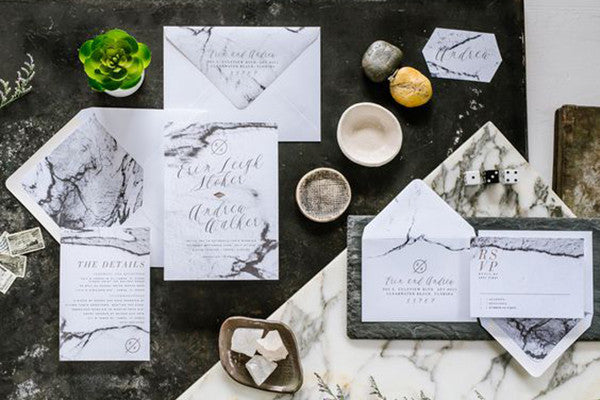 Pre-Designed marble stationary, wedding invitations
