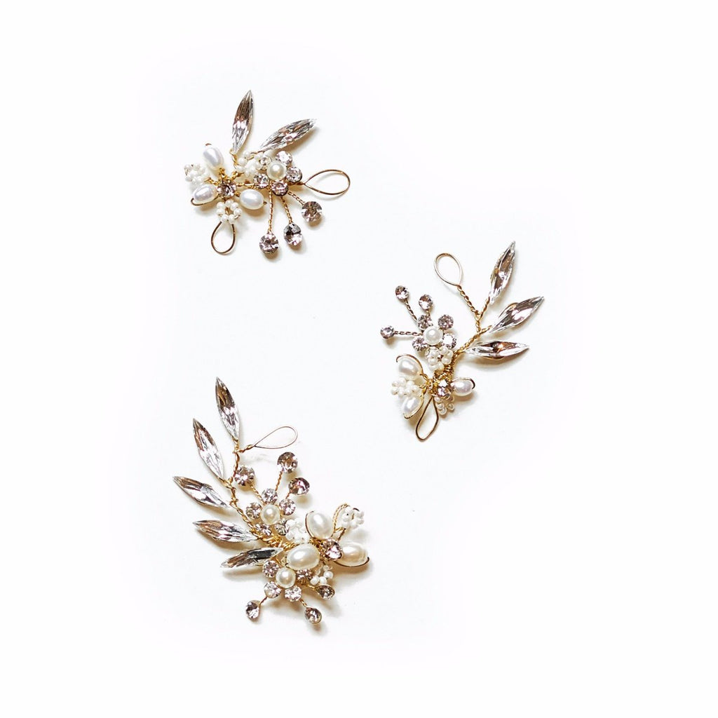 crystal gold bridal hairpins